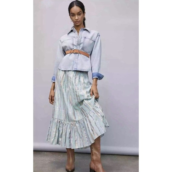 Anthropologie Audriana Shimmer Maxi Skirt Hippie Western Size XL $168 Sold Out - Picture 2 of 10